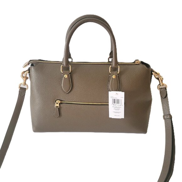 Coach CR156 Refined Pebbled Leather Georgia Satchel Crossbody Handbag Dark Stone - Picture 4 of 7